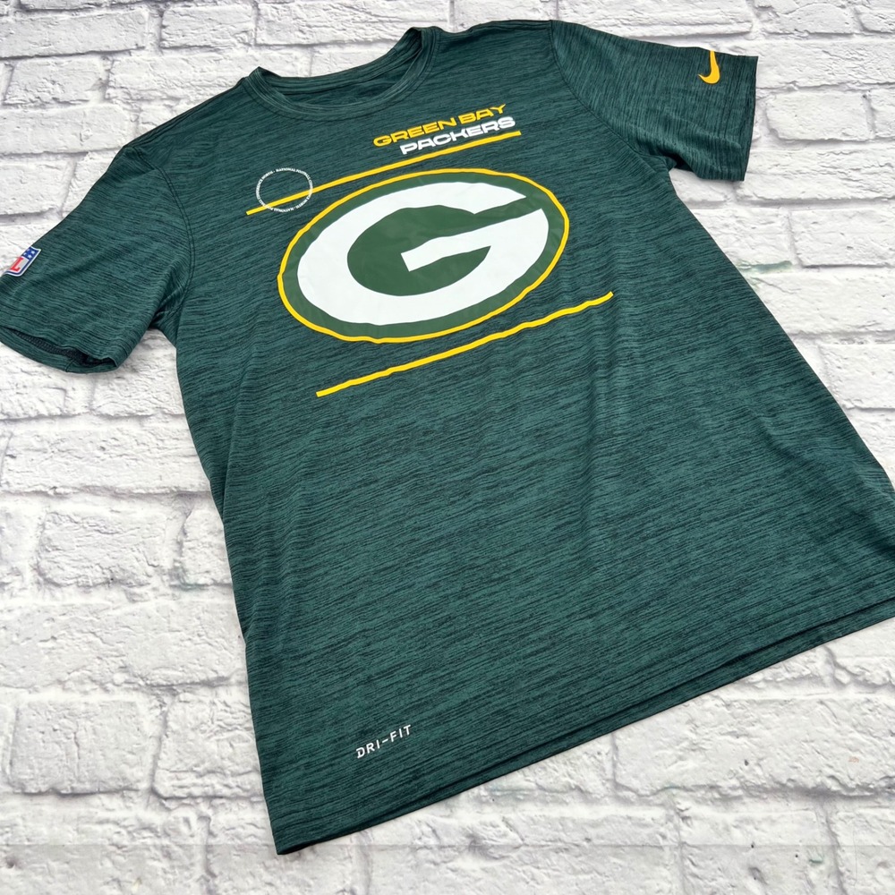 Nike Green Bay Packers Womens Medium Dri-FIT NFL Heather Green T-Shirt KS-I12